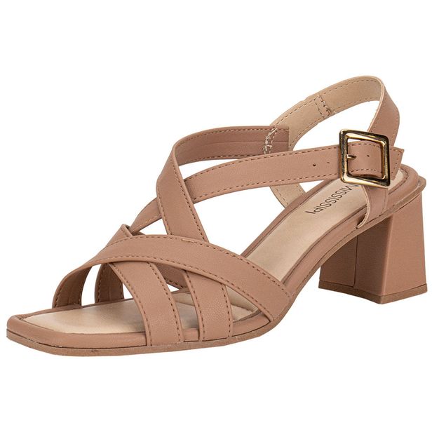 Sandália Feminina Salto Grosso Mississipi MF233 SALMÃO 34