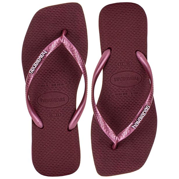Chinelo Feminino Slim Square Logo Metallic Havaianas - 4148257 VINHO 33/34