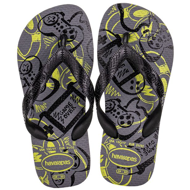 Chinelo Infantil Masculino Athletic Havaianas 4127273 CINZA/PRETO 23/24