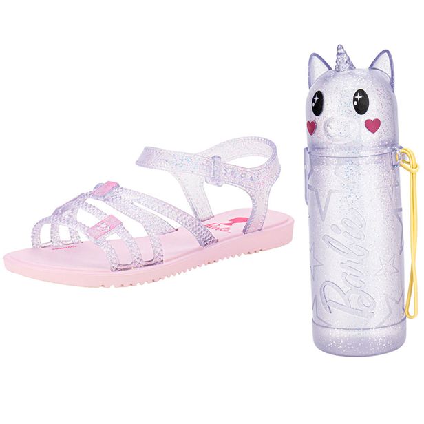 Kit Sandália Infantil Barbie Uni e Estojo Grendene Kids 23057 LILÁS 26/27
