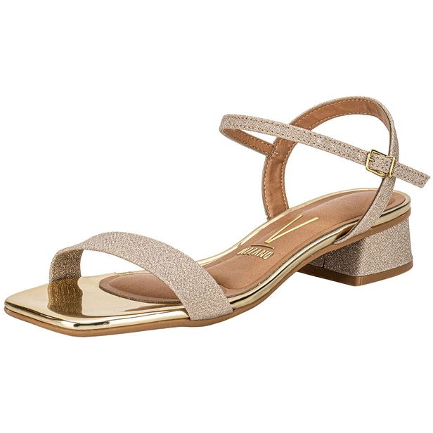 Sandália Feminina Salto Grosso Vizzano 6454111 OURO 34