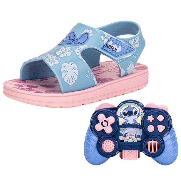 Kit Sandália Infantil Disney Game Time Baby + Joystick Grendene Kids 23283 AZUL/ROSA 19