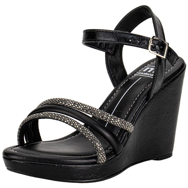 Sandália Feminina Anabela Moleca 54111505 PRETO/CINZA 34