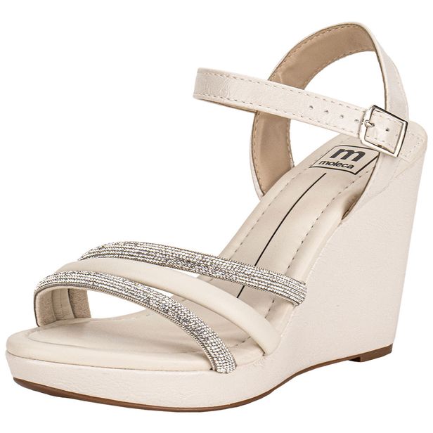 Sandália Feminina Anabela Moleca 54111505 MARFIM 37