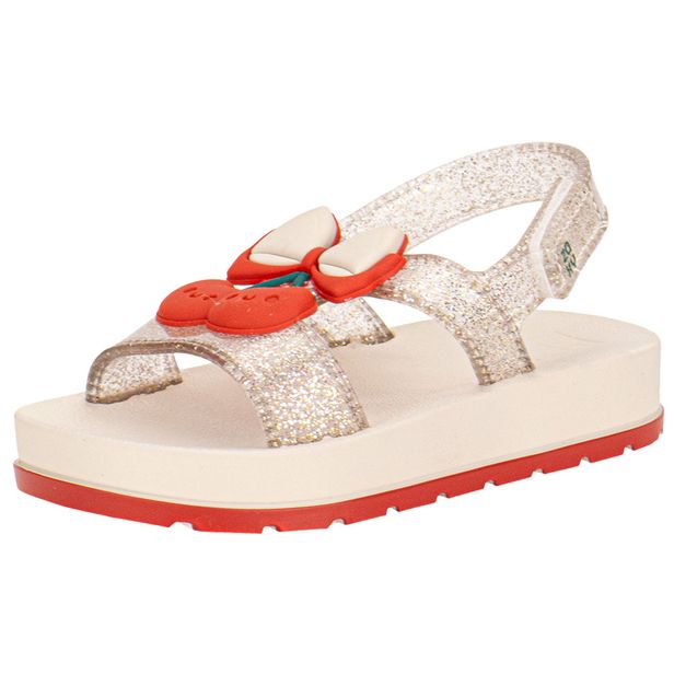 Sandália Infantil Feminina Cherry Zaxynina 19265 BEGE/VERMELHO 19