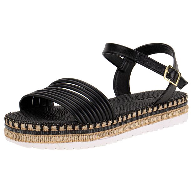 Sandália Feminina Flat Moleca 5447523 PRETO 35