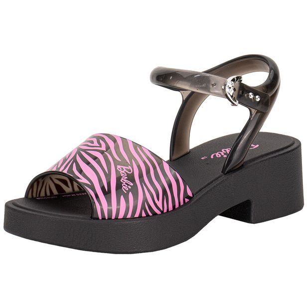 Sandália Infantil Barbie High Grendene Kids 23376 PRETO/ROSA 26/27