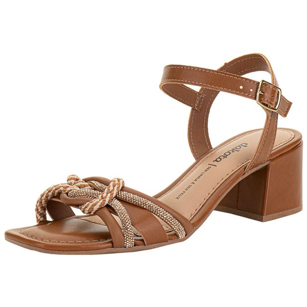 Sandália Feminina Salto Grosso Dakota Y9583 CARAMELO 34
