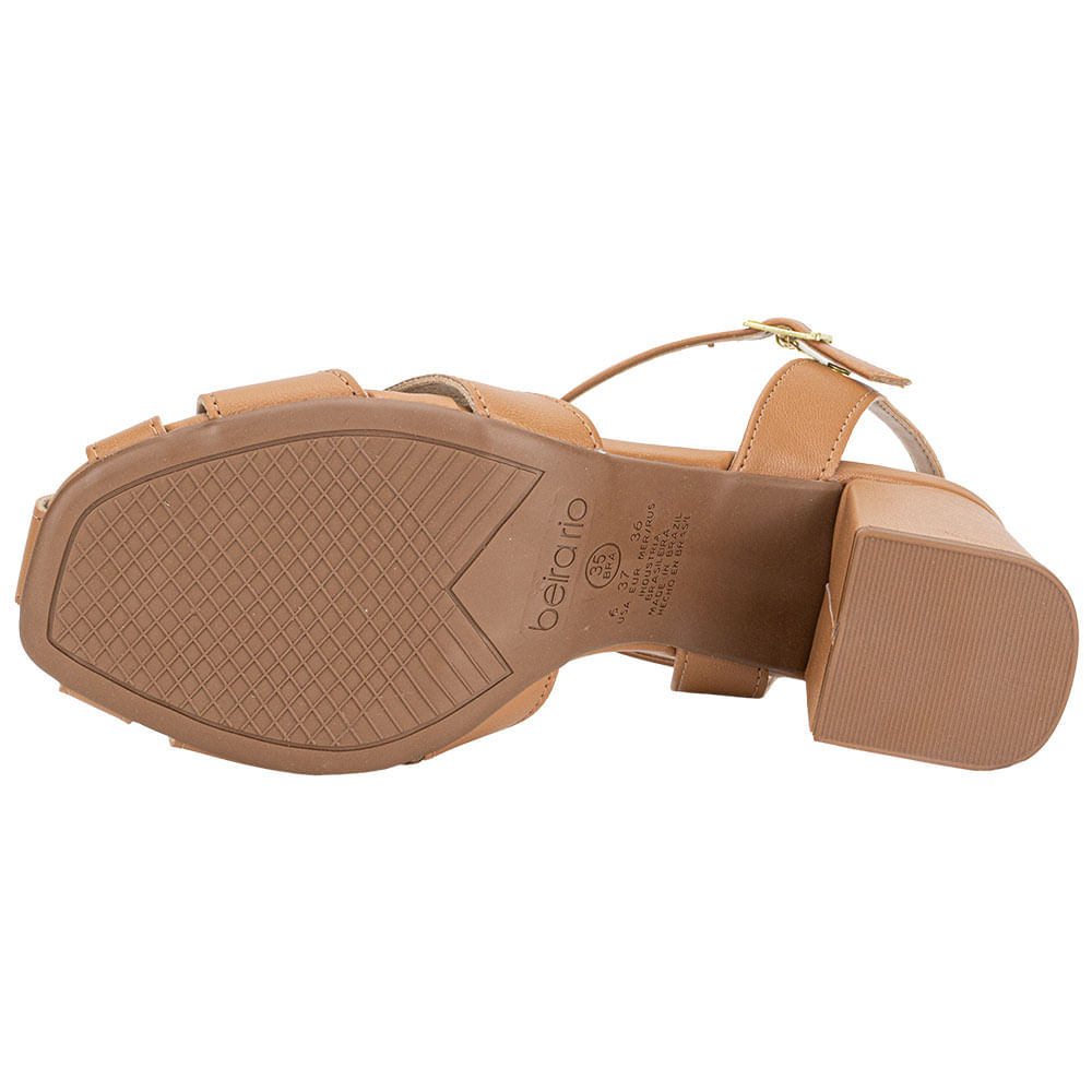 Sandália Feminina Salto Grosso Beira Rio 8436242 CAMEL