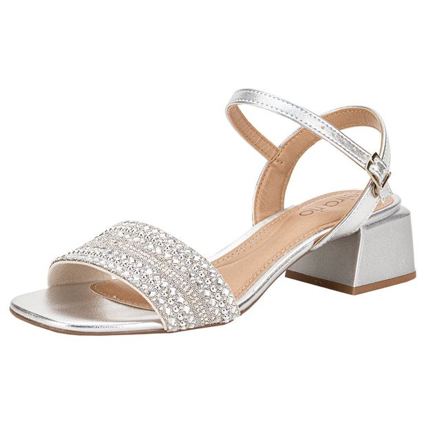 Sandália Feminina Salto Grosso Beira Rio 8423332 PRATA 36