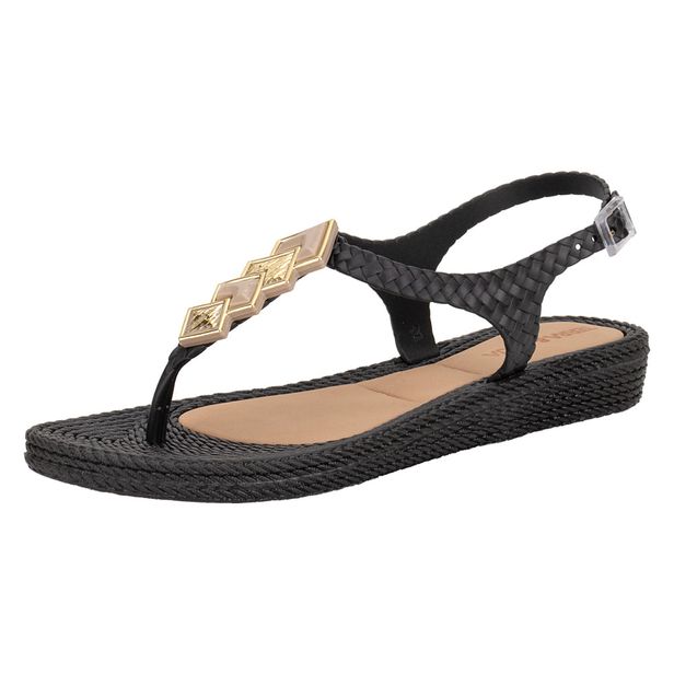 Sandália Feminina Flat Terra & Água 211405 PRETO 33/34