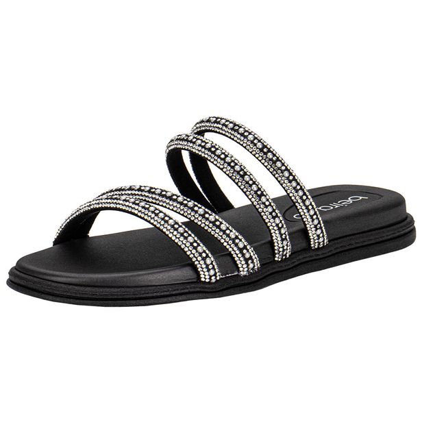 Tamanco Feminino Flat Beira Rio 8488125 PRETO/PRATA 34