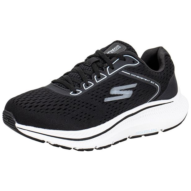 Tênis Feminino Run Consistent 2.0 Skechers 128607BR PRETO/AZUL 34