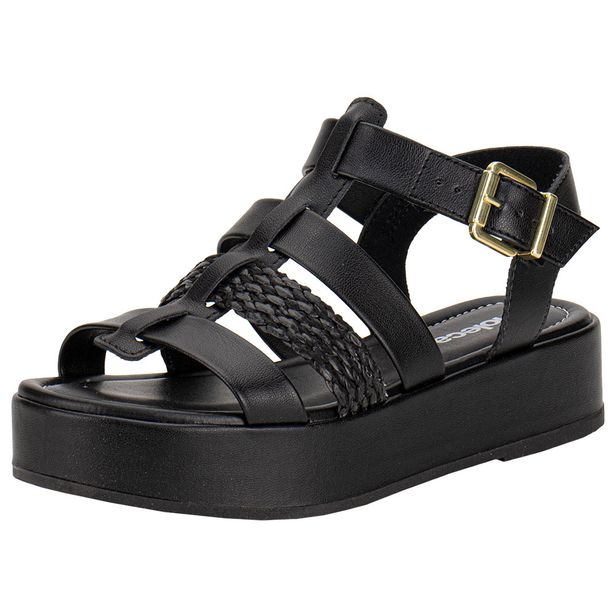 Sandália Feminina Flat Moleca 5553102 PRETO 34