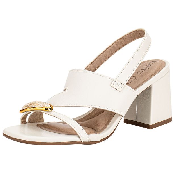 Sandália Feminina Salto Grosso Beira Rio 8436243 MARFIM 34