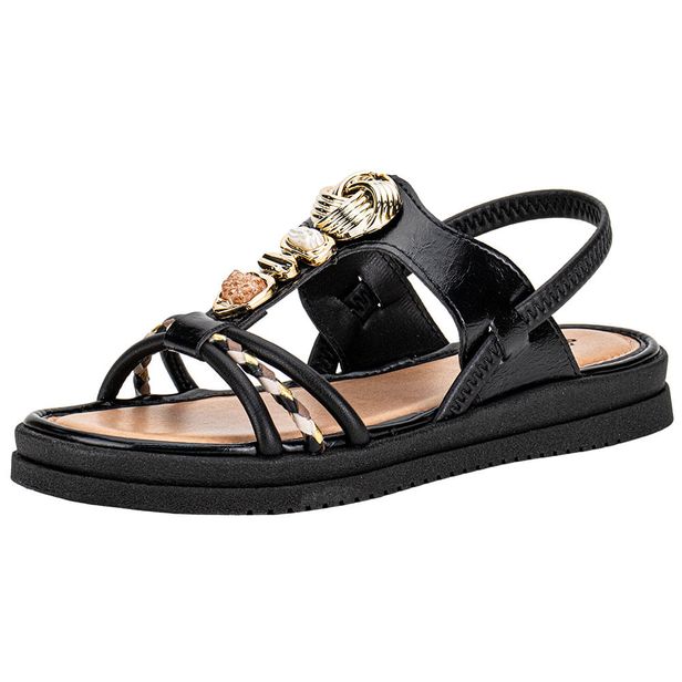 Sandália Feminina Flat Mississipi J0221 PRETO 34