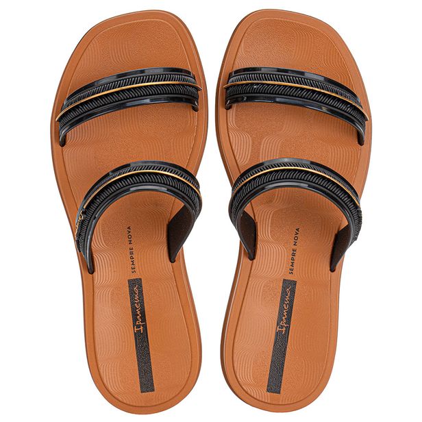 Chinelo Feminino Slide Glow Ipanema 27400 PRETO/CARAMELO 33/34