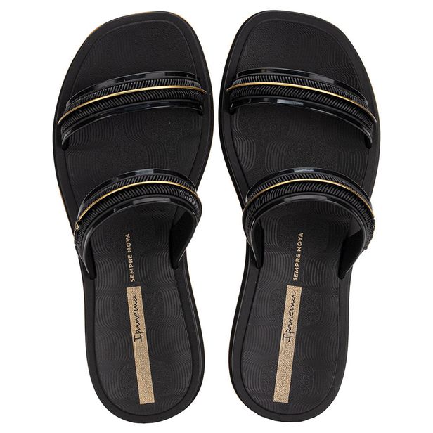 Chinelo Feminino Slide Glow Ipanema 27400 PRETO/DOURADO 33/34