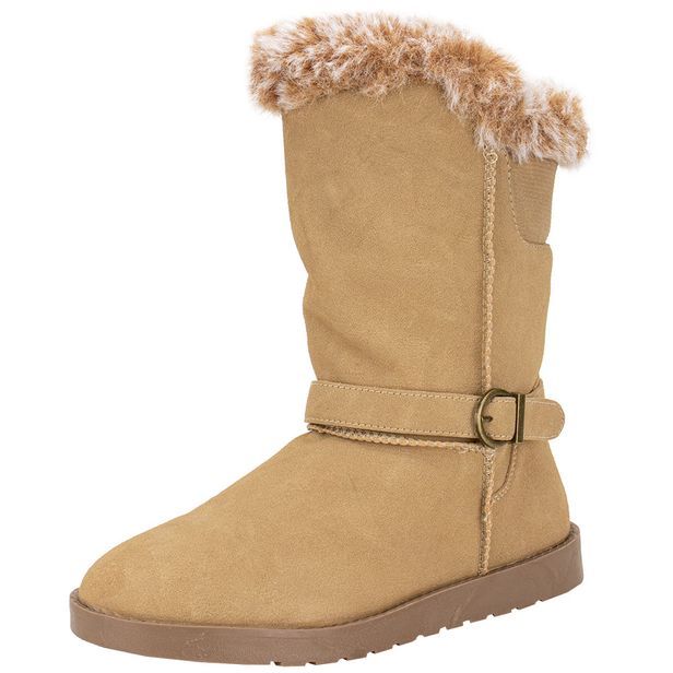 Bota Feminina Cano Médio Mooncity 70808 BEGE 34