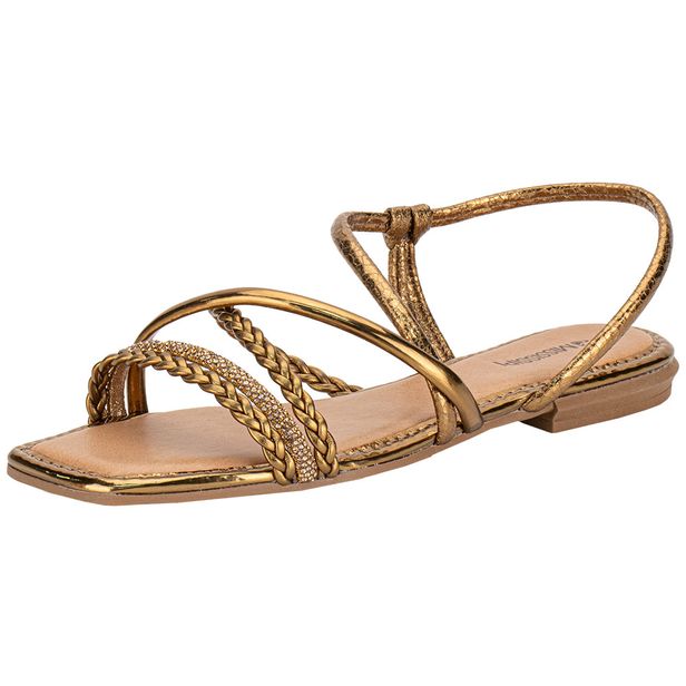 Sandália Feminina Flat Mississipi J0661 BRONZE 34