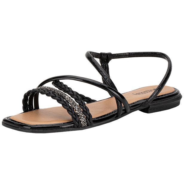 Sandália Feminina Flat Mississipi J0661 VERNIZ/PRETO 34