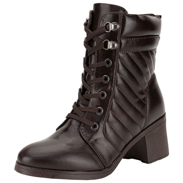 Bota Feminina Coturno Mooncity 73202 CAFÉ 34