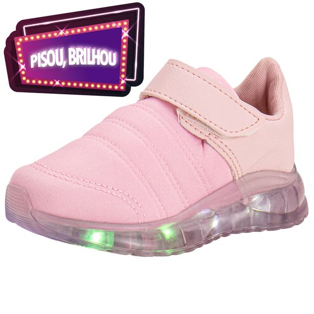 Tênis Infantil Feminino Led Fuffy 15715 ROSA 21