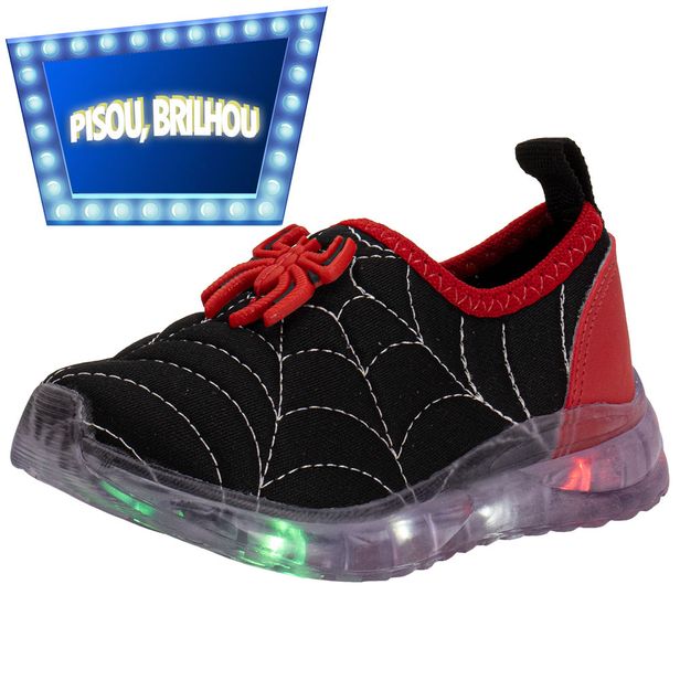 Tênis Infantil Masculino Led Fuffy 15503 PRETO/VERMELHO 21