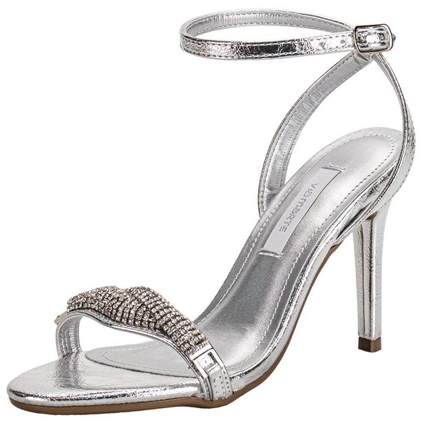 Sandália Feminina Salto Fino Via Marte 282004 PRATA 34