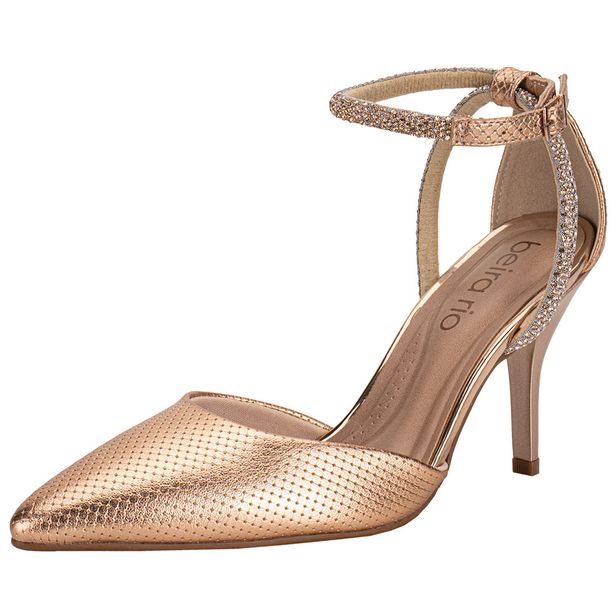 Scarpin Feminino Salto Fino Beira Rio 41221590 OURO/ROSADO 35