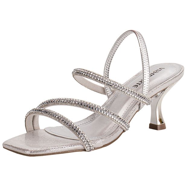 Sandália Feminina Salto Taça Via Marte 177045 PRATA 34