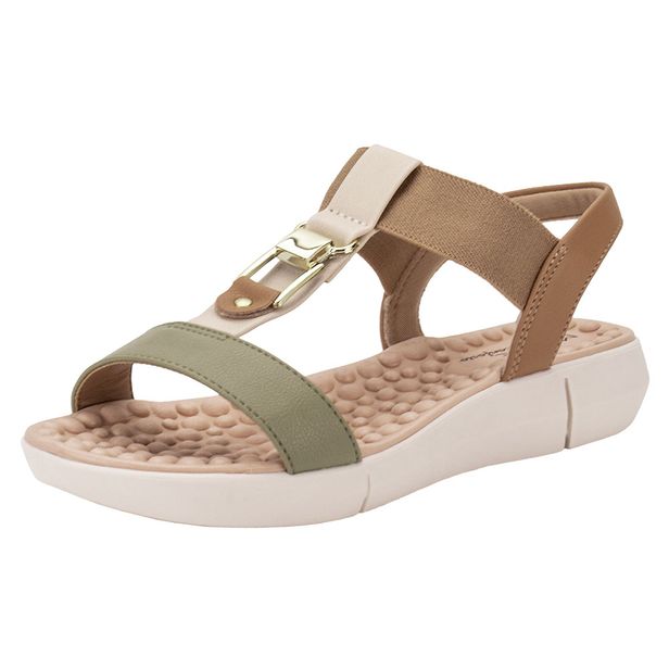 Sandália Feminina Flat Modare 7142139 BEGE/VERDE 38