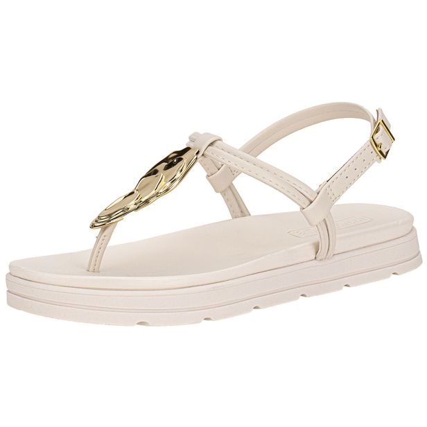 Sandália Feminina Flat Moleca 5490122 BRANCO/OFF 34