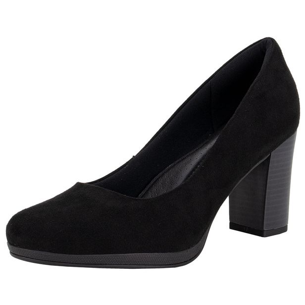 Sapato Feminino Salto Grosso Piccadilly 130185 PRETO/CAMURÇA 35