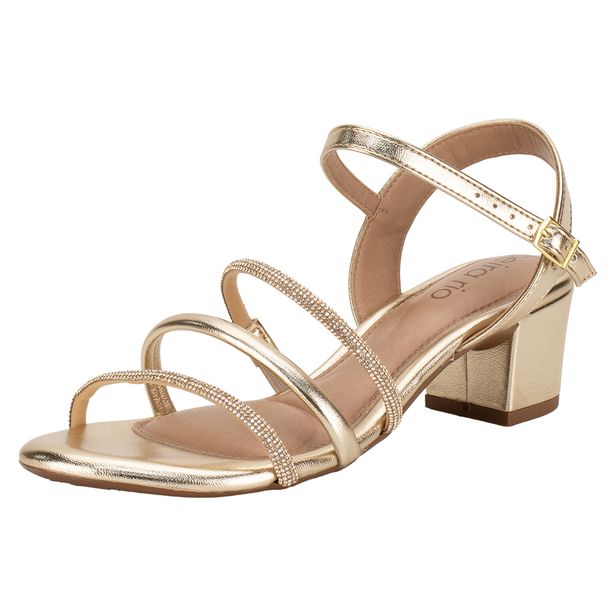 Sandália Feminina Salto Grosso Beira Rio 82461198 OURO 34