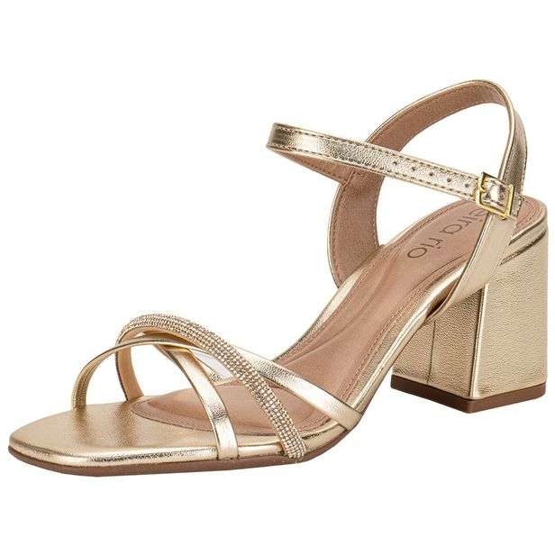 Sandália Feminina Salto Grosso Beira Rio 8436347 OURO 34
