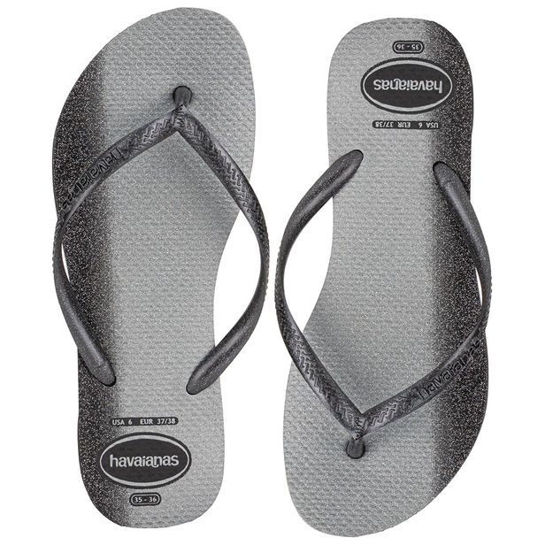 Chinelo Feminino Slim Gloss Havaianas 4145617 PRETO/CINZA 33/34