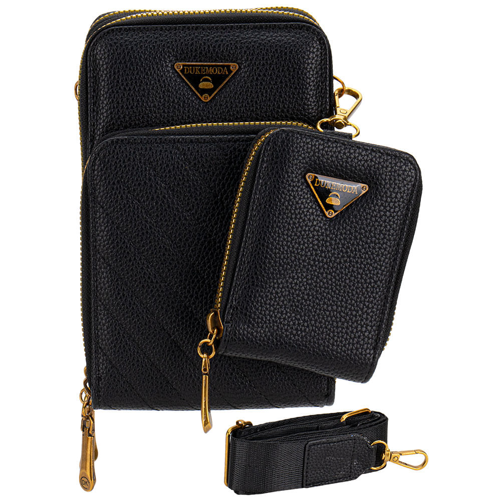 Bolsa Feminina Transversal H.E H2017 PRETO - cloviscalcados