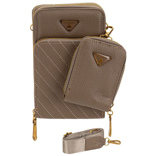 Bolsa Feminina Transversal H.E H2017 TAUPE