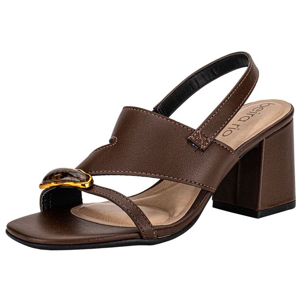 Sandália Feminina Salto Grosso Beira Rio 8436243 CAFÉ 34