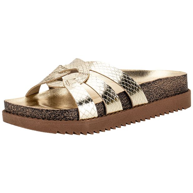 Tamanco Feminino Flat Moleca 5500116 OURO 34