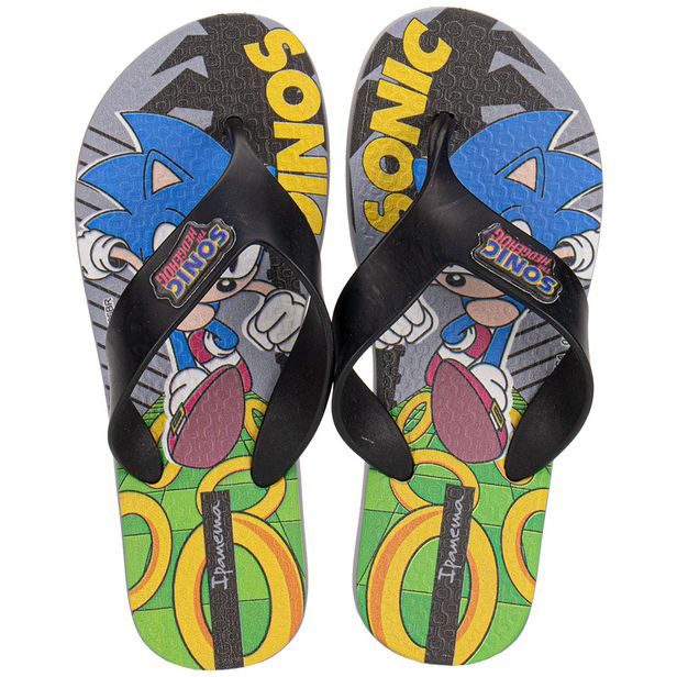 Chinelo Infantil Masculino Sonic Play Ipanema 27279 PRETO/CINZA 23/24