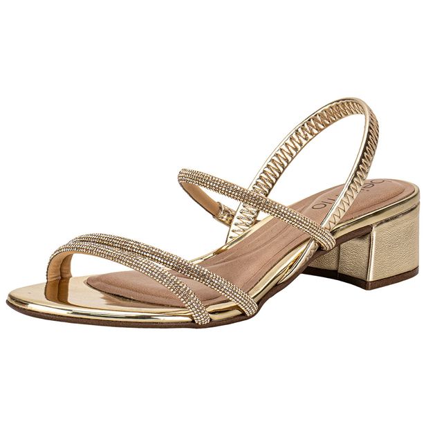 Sandália Feminina Salto Grosso Beira Rio 8345647 OURO 34