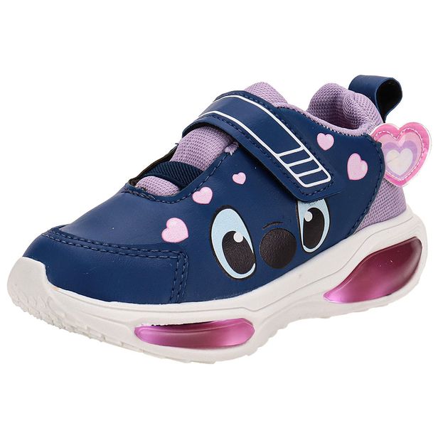 Tênis Infantil Feminino Led Minipé MP2516 MARINHO/ROSA 25