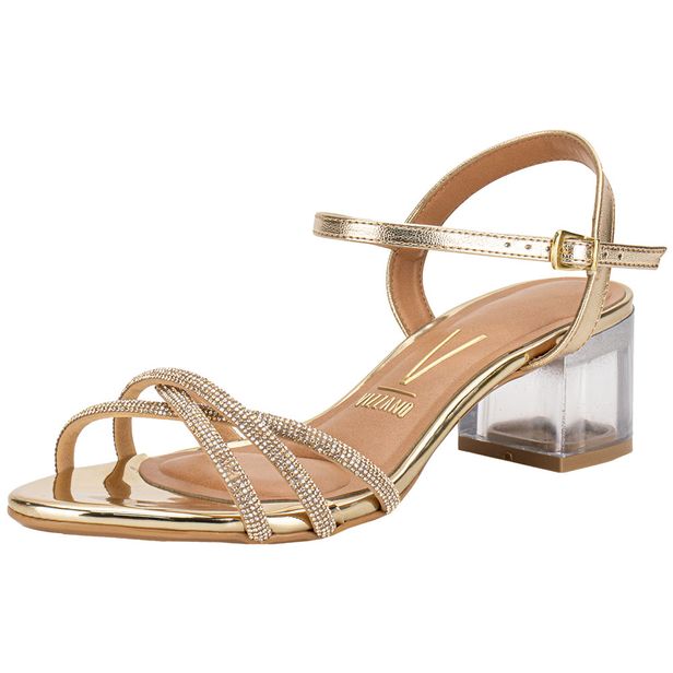 Sandália Feminina Salto Grosso Vizzano 6442112 OURO 34