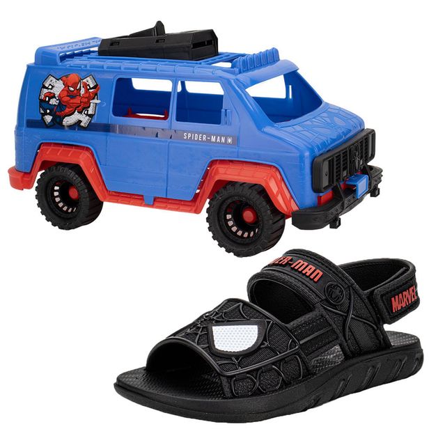 Kit Papete Infantil Homem Aranha e Furgão Grendene Kids 23222 PRETO/VERMELHO 26/27