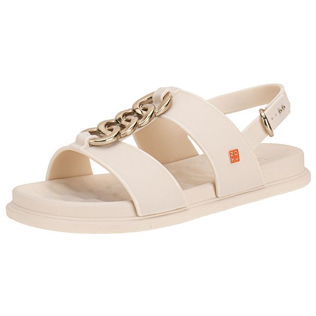 Sandália Feminina Flat Glam Zaxy 19222 MARFIM 33/34