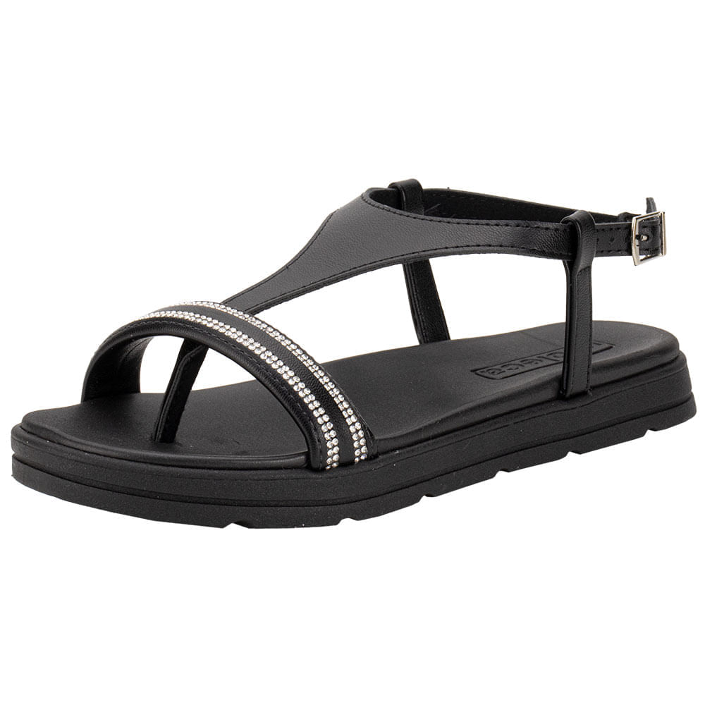 Sandália Feminina Flat Moleca 5490126 PRETO 34