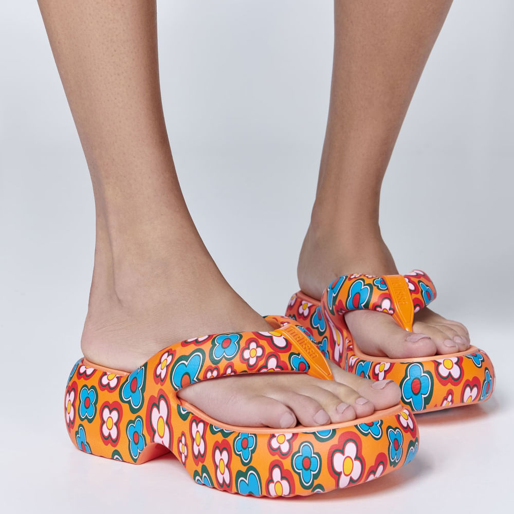 Melissa Free Fuzzy Printed Platform 35995 LARANJA | Clovis Calçados