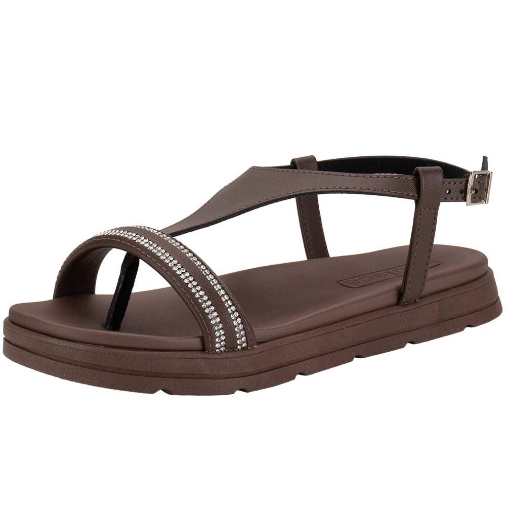 Sandália Feminina Flat Moleca 5490126 CHOCOLATE 34